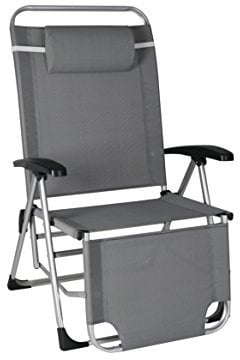 greemotion Relaxsessel Usedom silber, Gartenstuhl mit verstellbarer Rückenlehne, schnelltrocknender Campingstuhl zusammenklappbar, Gartensessel aus Aluminium und 2x1 Textilene inkl. Kissen, Maße: ca. 88 x 71 x 115 cm