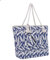 DonDon Strandtasche XXL mit Reißverschluss - Umhängetasche Damen, Shopper Tasche Damen im Beach Look mit Schulterriemen - Urlaub Must Haves Beach bag - Federn blau beige