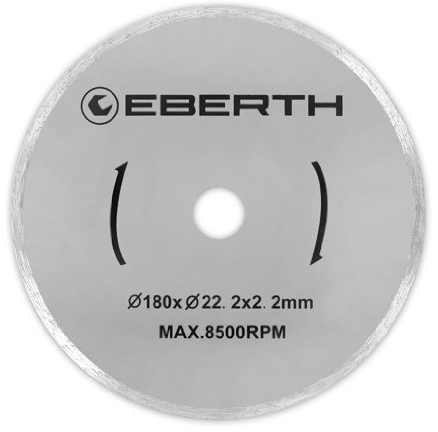EBERTH Trennscheibe Diamanttrennscheibe für Stein, Beton, Fliesen und Feinsteinzeug, Diamantscheibe mit 180mm Durchmesser, 22,2mm Bohrung, 2,2mm Stärke, Diamant Trennscheibe f. Granit, Keramik, Marmor