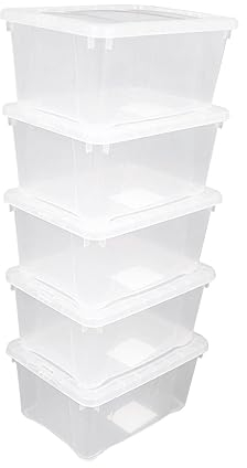 Spetebo 5x Klarsichtbox mit Deckel - 20 x 15 x 9 cm - 5er Set stapelbare Boxen