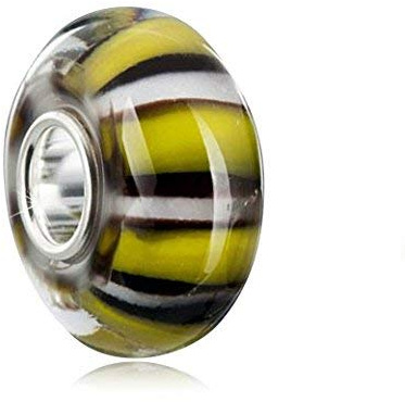 MATERIA by Matthias Wagner Glas Beads Charms Silber 925 mit Streifen braun gelb 1187