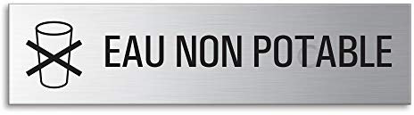 Plaque de Porte - Eau Non Potable | Signalétique en Acier inox brossé 160 x 40 mm No. 27242