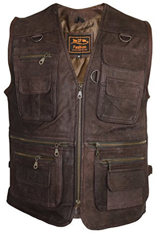 MDM Herren Jagd Lederweste in braun (2XL)