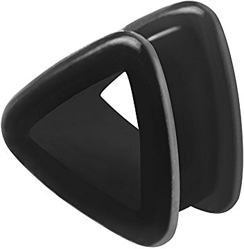 Piercingfaktor Farbiger Flesh Tunnel Silikon Double Flared Weich Flexibel Dreieck Triangel Ohr Plug Ear Piercing 12mm Schwarz