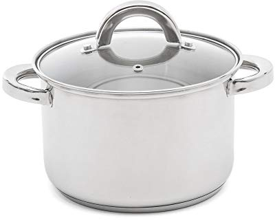 San Ignacio Caesar - Olla Acero inducción, 18 cm, 3 l, 0,8 mm, con Tapa, Color Cromado