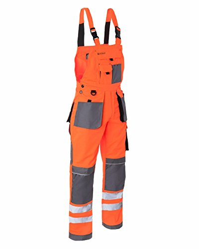 Leber&Hollman Arbeitslatzhose Arbeitshose Sicherheitshose Warnhose Latzhose Warnbekleidung 2 Farben (LH-FMNX-B) (60, orange)