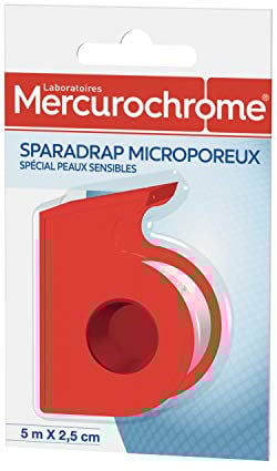 MERCUROCHROME - Sparadrap Microporeux Pansement Adhésif - 5 m x 2,5 cm - Spécial peaux sensibles
