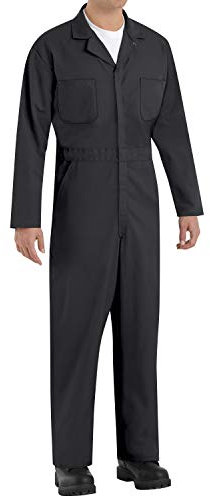 Red Kap Men's Twill Action Back Coverall Work Utility, Black, 50