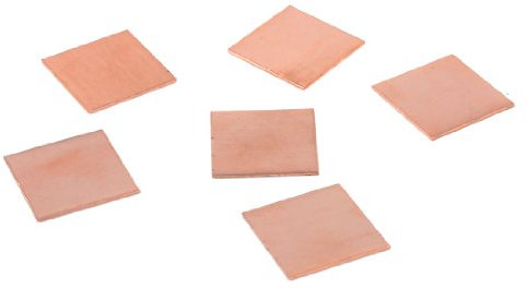 sourcing map 15mm x 15mm x 0.5mm Notebook Portátil GPU CPU Disipador De Calor Cobre Pad 6 Piezas