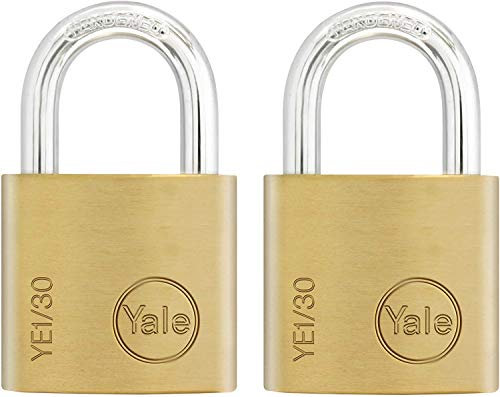 Yale YE1/30/115/2 - Lot de 2 Cadenas Laiton Massif 30 mm, 3 Clés - Pour Casier Scolaire Ecole, Vestiaire de Sport, Boîte à Outils, Armoire