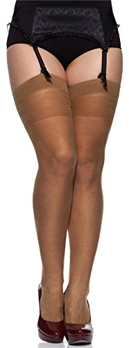 Merry Style Damen Strapsstrümpfe plus size MS 167 20 DEN (Beige, XL-XXL (46-54))