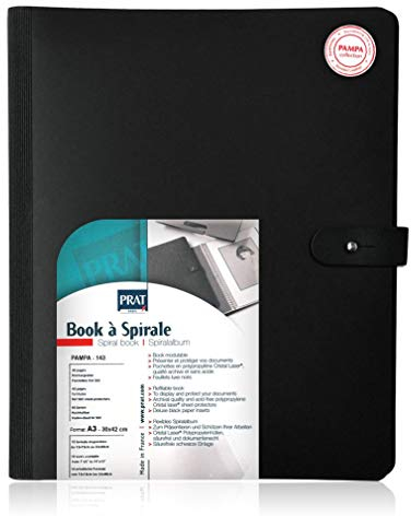 PRAT Pampa - Spiralalbum A3 - 30x42cm - mit 20 austauschbaren Crystal Laser Hüllen - Schwarz