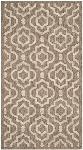 SAFAVIEH Washable Rug Outdoor Courtyard Collection - 2'7 x 5', Brown & Bone, Non-Shedding & Easy Cleaning, Ideal for Patio, Backyard, Mudroom (CY6926-242)