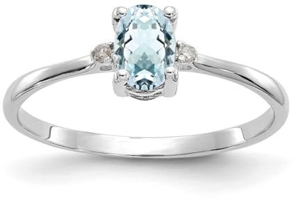 10 K Rohdiamant Ring Weißgold echter Aquamarin - Grösse L 1/2 - höherer Feingehalt als 9ct Gold
