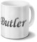 printplanet Tasse mit Namen Butler - Motiv Chrom-Schriftzug - Namenstasse, Kaffeebecher, Mug, Becher, Kaffeetasse - Farbe Weiß