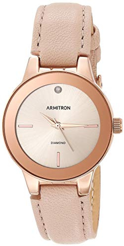 Armitron Women's 75/5410RSRGBH Diamond-Accented Rose Gold-Tone and Beige Leather Strap Watch