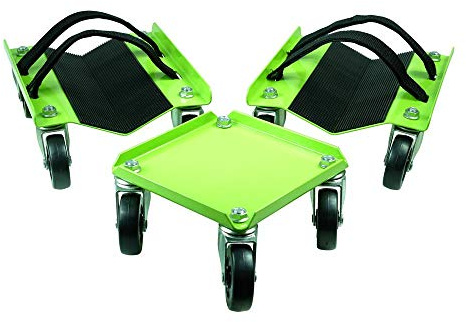 KASTFORCE KF2014 Snowmobile Dolly Heavy Duty V-Slide with 2.5” PVC Swivel Casters and Rubber Pad Protecting Skis and 2 Pairs of Heavy Duty Straps Firmly Attaching on Skis