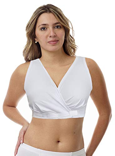 Underworks USA Arthritis-BH mit Klettverschluss – Schlaf Freizeit Still-BH Groß Weiß, Weiss/opulenter Garten, Large