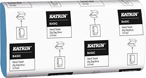 Katrin 362200 Basic quality Interleaved (Zig Zag) hand towels, 1 ply, blue, 250 towels per sleeve (single sleeve)