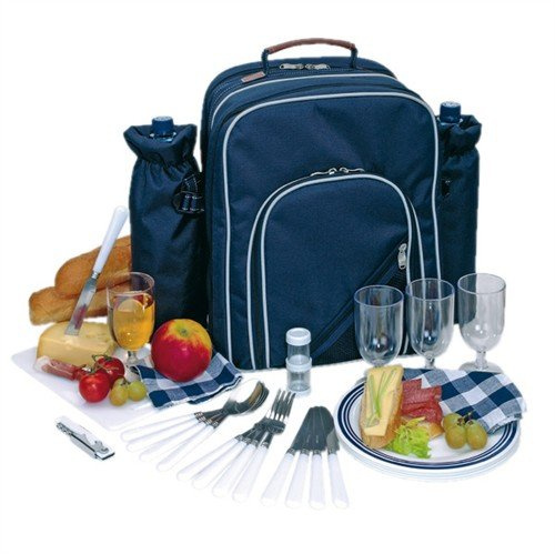 Picknickrucksack mit Kühltasche und Geschirr für 4 Personen mit Kühlfach von noTrash2003