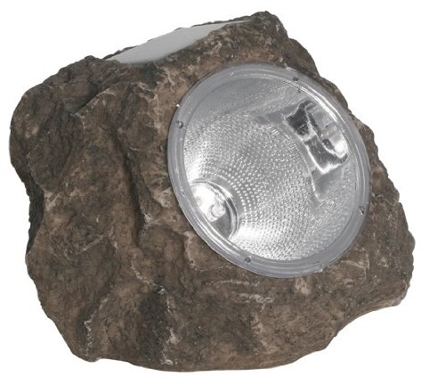 LED Solarleuchte Garten Stein - Wegeleuchte Gartenleuchte mit IP44 - Außenleuchte Solar Kunststoff grau 15 cm