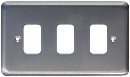 MK Grid Plus K3433BRC 3-Module Grid Frontplate - Brushed Chrome