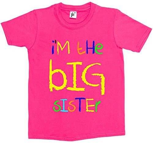 Fancy A Snuggle I'm The Big Sister Funny Kids Boy Girl Cotton Short Hot Pink Sleeve T-Shirt - Size 7-8 Years