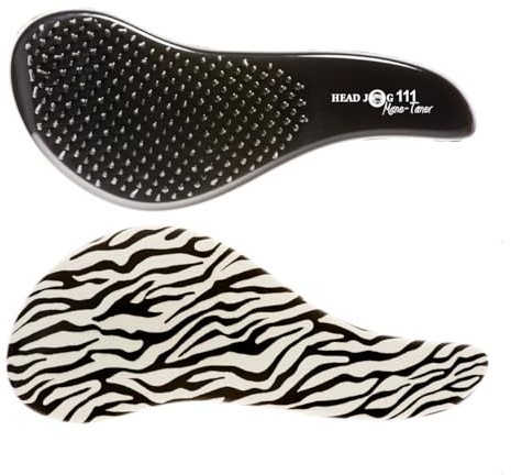 Head Jog 111 Mane Tamer Hair Brush. Detangling For Tangle Free Hair (Zebra)
