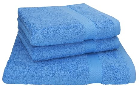 Betz 3-TLG. Saunatuch Set Badetuch Duschtuch Saunatücher Handtuch Premium Frottee 1 Saunatuch 70x200 cm 2 Handtücher 50x100 cm Farbe hellblau