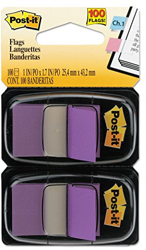 Standard Tape Flags in Dispenser, Purple, 100 Flags/Dispenser, Sold as One Pack