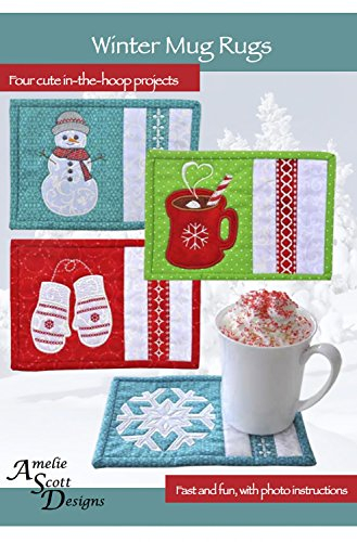 Winter Mug Rugs – In The Hoop Project (CD & Instructions) (Mug in Photo Not Included) by Amelie Scott Designs