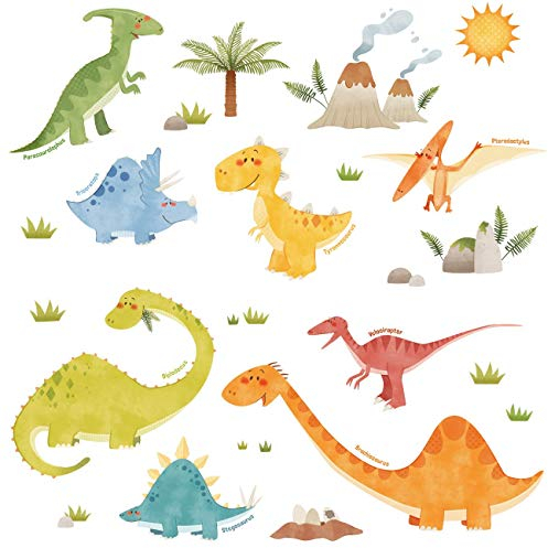 DECOWALL WL2-1505N Dinosaurier Tiere Wandtattoo Wandsticker Wandaufkleber Wanddeko für Wohnzimmer Schlafzimmer Kinderzimmer