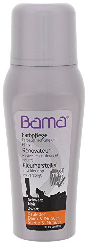 Bama Raulederpflege, Colour Renovator, Farbpflege für Rauleder, Farbtonauffrischung für Lederschuhe, Schwarz, 75 ml
