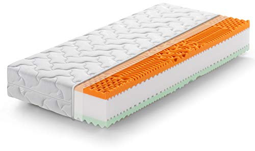 Marcapiuma Matratze Rainbow Plus Bio Soia Visco 120x200 h. 21 cm Orthopädische H3 Fest Viscomatratze Abziehbar Silver Bezug gegen Milbe Made in Italy