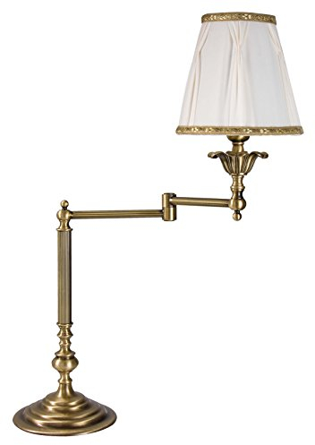 Premium Tischleuchte aus Messing bronziert E14 bis 60W 230V Stoff Nachttischleuchte Schlafzimmer Wohnzimmer Lampe Leuchte innen Tischlampe