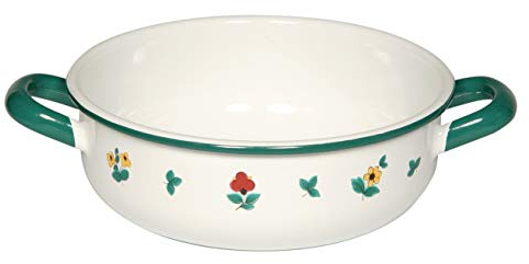 Riess, 0444-049, Bauernschüssel Ø 18cm, GMUNDNER STREUBLUMEN, Emaille, Vol. (rec.): 1,3 Liter, Made in Österreich, LBH: 25,8x19,6x7,2cm, 0,426kg, Induktionskocher kompatibel, Gasherd geeignet