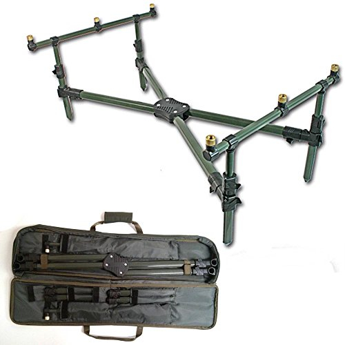 NGT Deluxe Cross Rod Pod & gepolsterte Tragetasche - Aluminium, 3 Ruten, 78 cm x 116 cm x 39 cm, Grün, Outdoor-Fischereizubehör