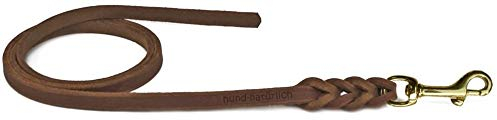 Fettlederleine Schleppleine aus Leder für Hunde 5m, 7,5m, 10m (10m x 15mm braun Messing)