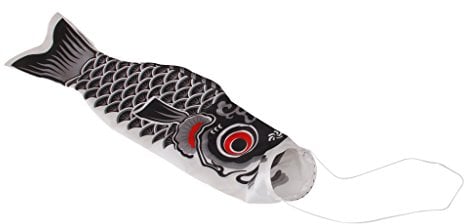 Cutefly USB14018724 55cm Windsack Karpfen Flag Koinobori Segelfisch Fischwind Streamer Schwarz