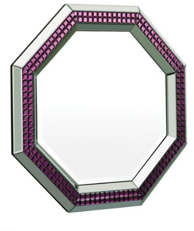 Premier Housewares 92.6 x 92.6 cm Octagonal Wall Mirror, Clear/Purple