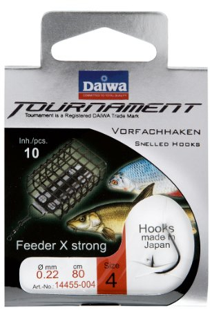 Daiwa Angelhaken Feeder Tournament mit 80 cm Vorfach Gr. 4-10 STK.-Packung