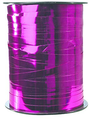 Clairefontaine 602008C Spule Geschenkband (mit Metalleffekt, 250 m x 7,5 mm, ideal für Ihre Geschenke und Bastelprojekte) 1 Stück fuchsia