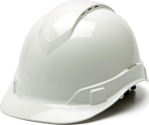 Pyramex Ridgeline Cap Style Hard Hat, Vented, 4-Point Ratchet Suspension, White