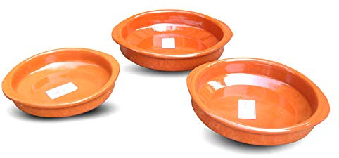 Valdearcos Set of 3 Terracotta Tapas Dishes/Cazuelas (14+16+18cm) diameter