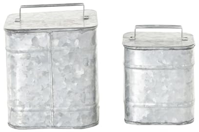 Deco 79 Metal Decorative Canisters Decorative Containers, Set of 2 Decorative Keepsake Boxes 8, 7H, Silver