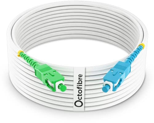 Octofibre - Câble Fibre Optique Freebox - 15m - Renforcé avec Blindage Kevlar - Rallonge/Jarretière Fibre Optique - SC APC vers SC UPC - Garantie 10 Ans