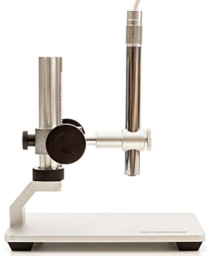 Opti-Tekscope Digital USB Microscope Camera- Advanced CMOS Sensor, True High Definition Macro 200x Zoom Imaging –1600 x 1200, Video, Superior Industrial Quality Base, 8 LED, Windows Mac Linux Chrome!