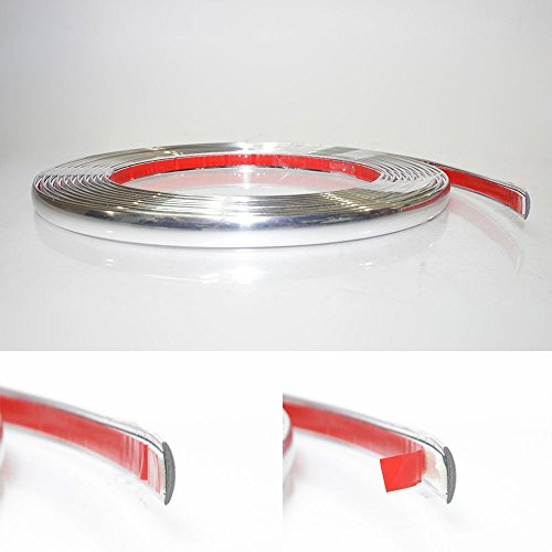 8mm x 5 meter Chrom Zierleiste Leisten Chromleiste Selbstklebend Flexibel Kunststoff Tuning