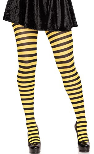 LEG AVENUE Damen Stripe Leggings, Schwarz/Gelb, Einheitsgröße EU
