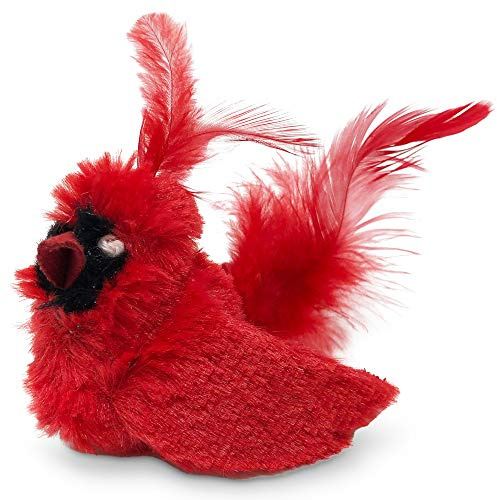OurPets Play-N-Squeak Real Birds Interactive Cat Toys with Catnip (Cat Toys for Indoor Cats; Catnip Toy for Cats with Bird Chirping Electronic Sound and Feather)